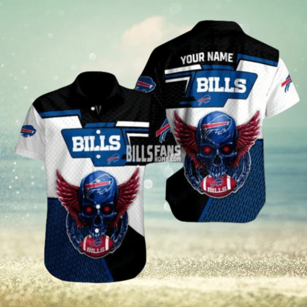 Buffalo Bills Personalized name number red Skull hawaiian Shirt For fan - Limotees