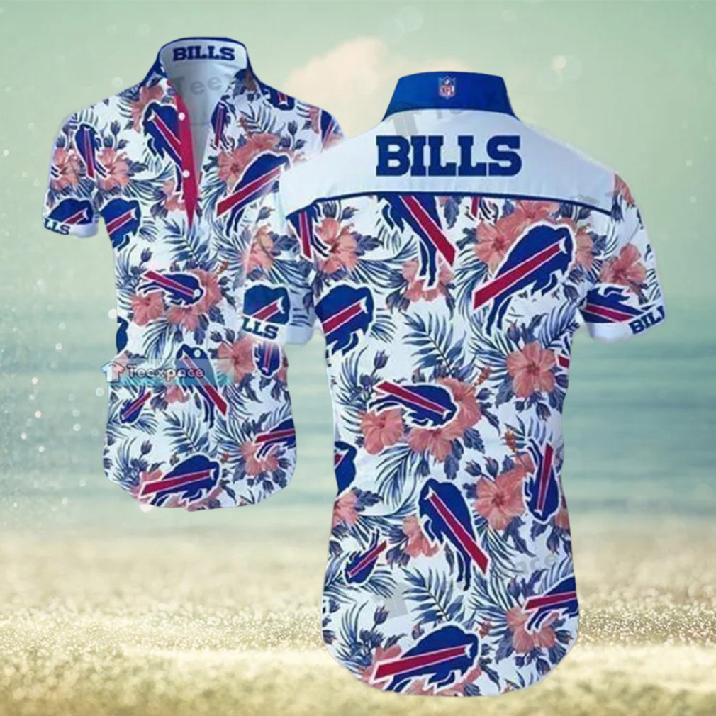 Buffalo Bills White Floral Pattern Hawaiian Shirt - Limotees