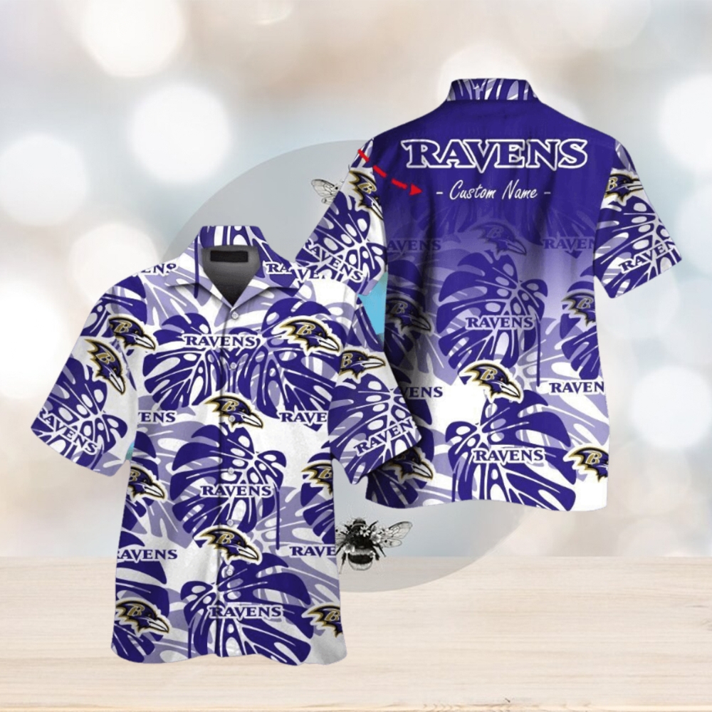 Button Up Baltimore Ravens Short Sleeve Tropical Hawaiian Shirt - Limotees