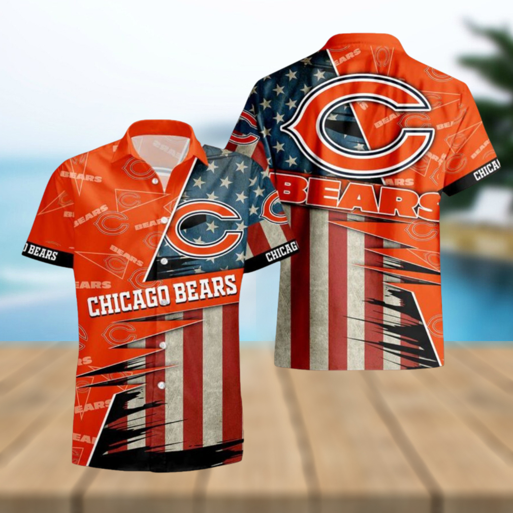 Chicago Bears American Flag Hawaiian Shirt 3D - Limotees