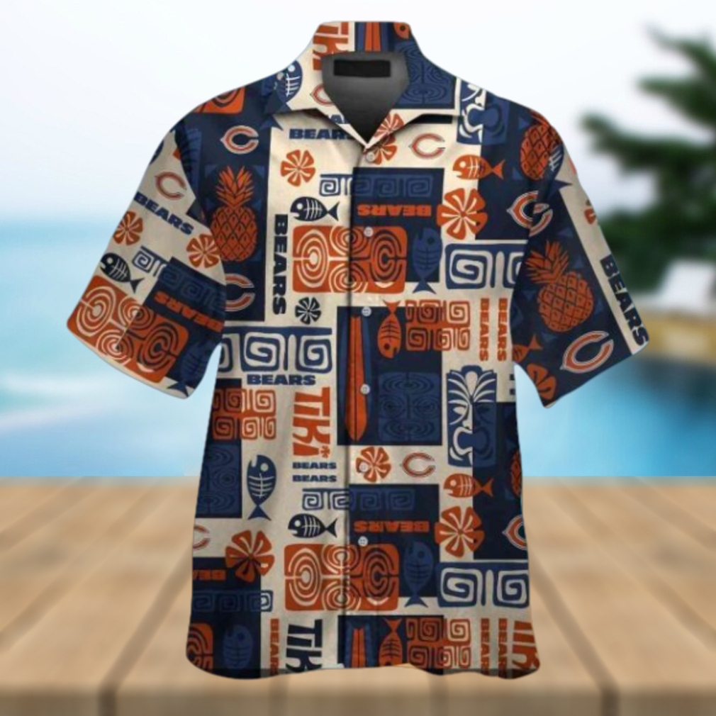 Chicago Bears Palm Shadows Short Sleeve Hawaiian Shirt - Limotees