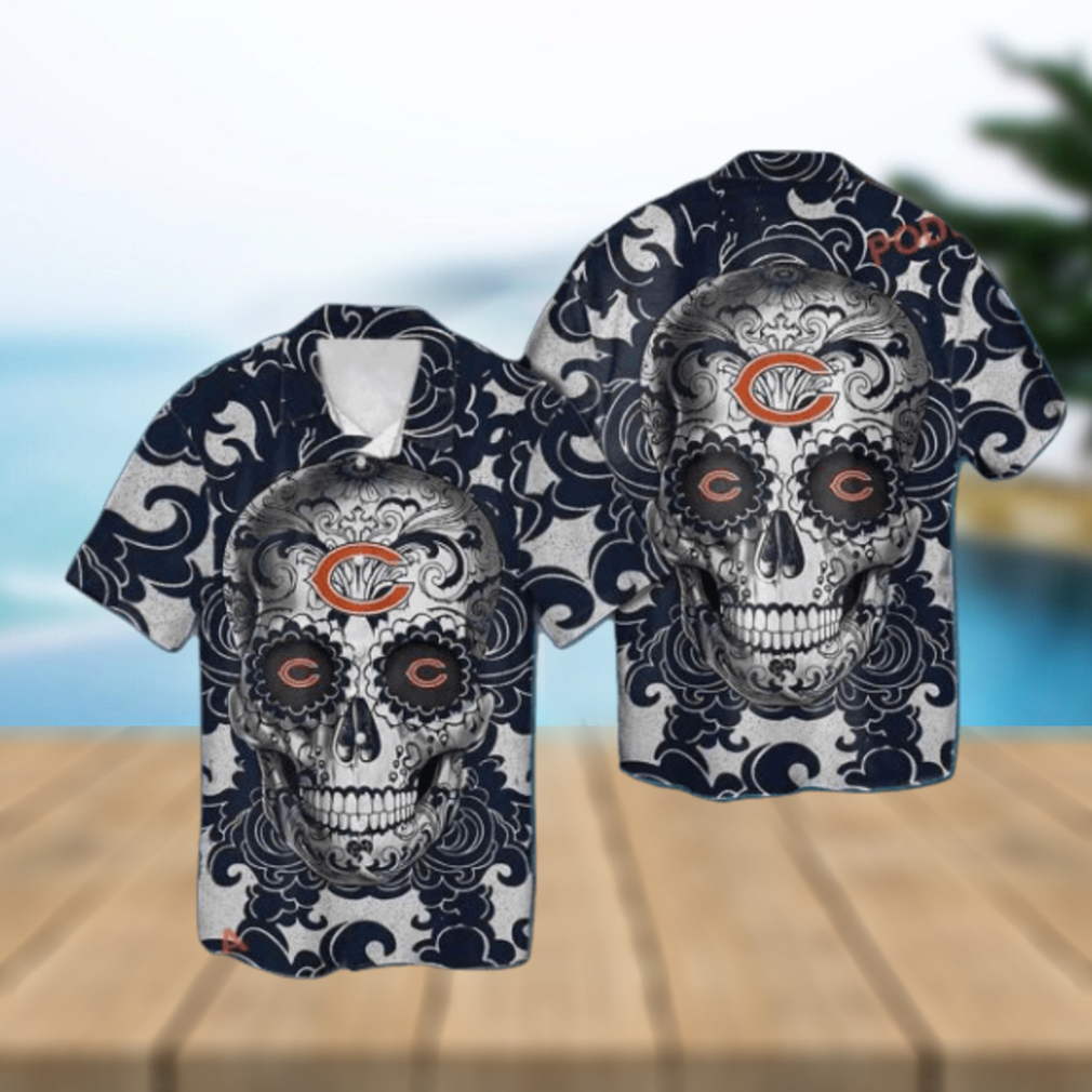 Chicago Bears Sugarskull Short Sleeve Tropical Hawaiian Shirt Flair - Limotees