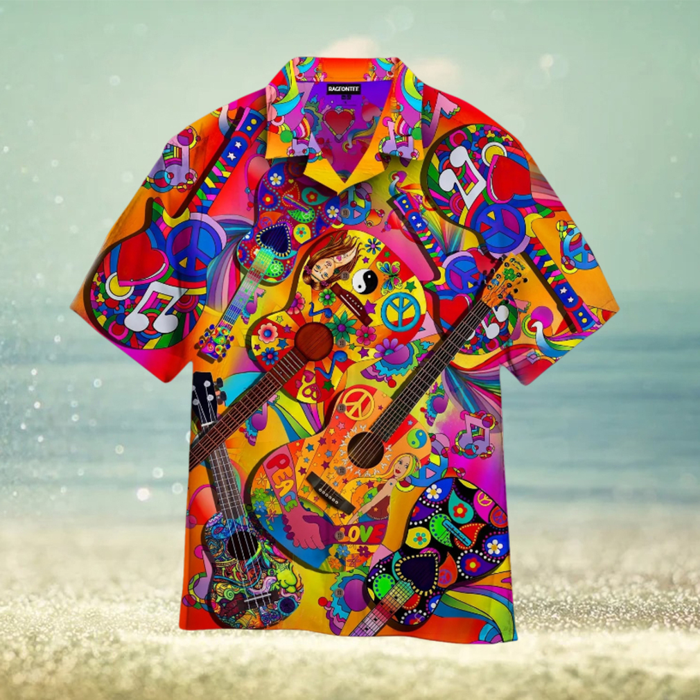 Colorful Guitar Hippie Love Music Hawaiian Shirt - Limotees