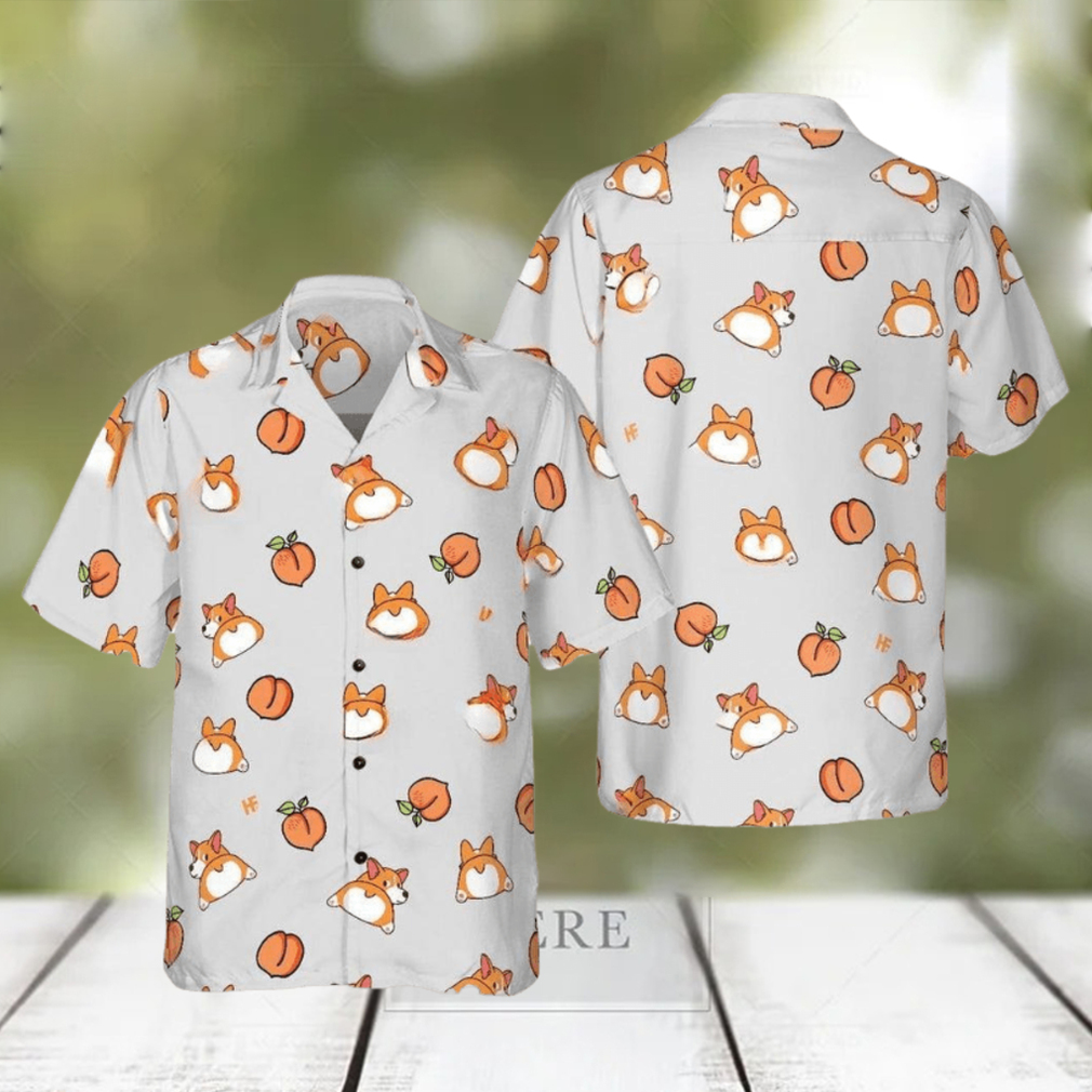 Corgi Butt And Peaches Seamless Hawaiian Shirt Aloha Casual Shirt For Men And Women - Limotees