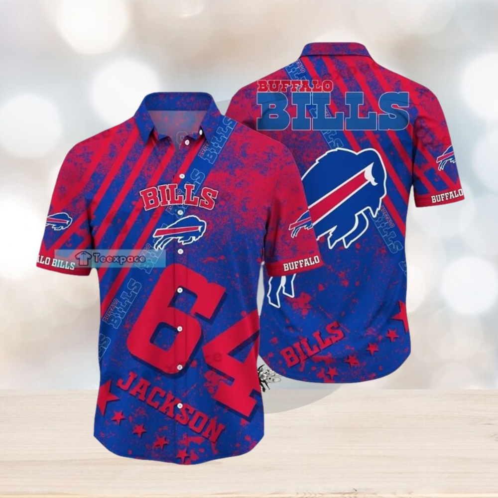 Custom Name And Number Buffalo Bills Stripe And Stain Hawaii Shirt - Limotees