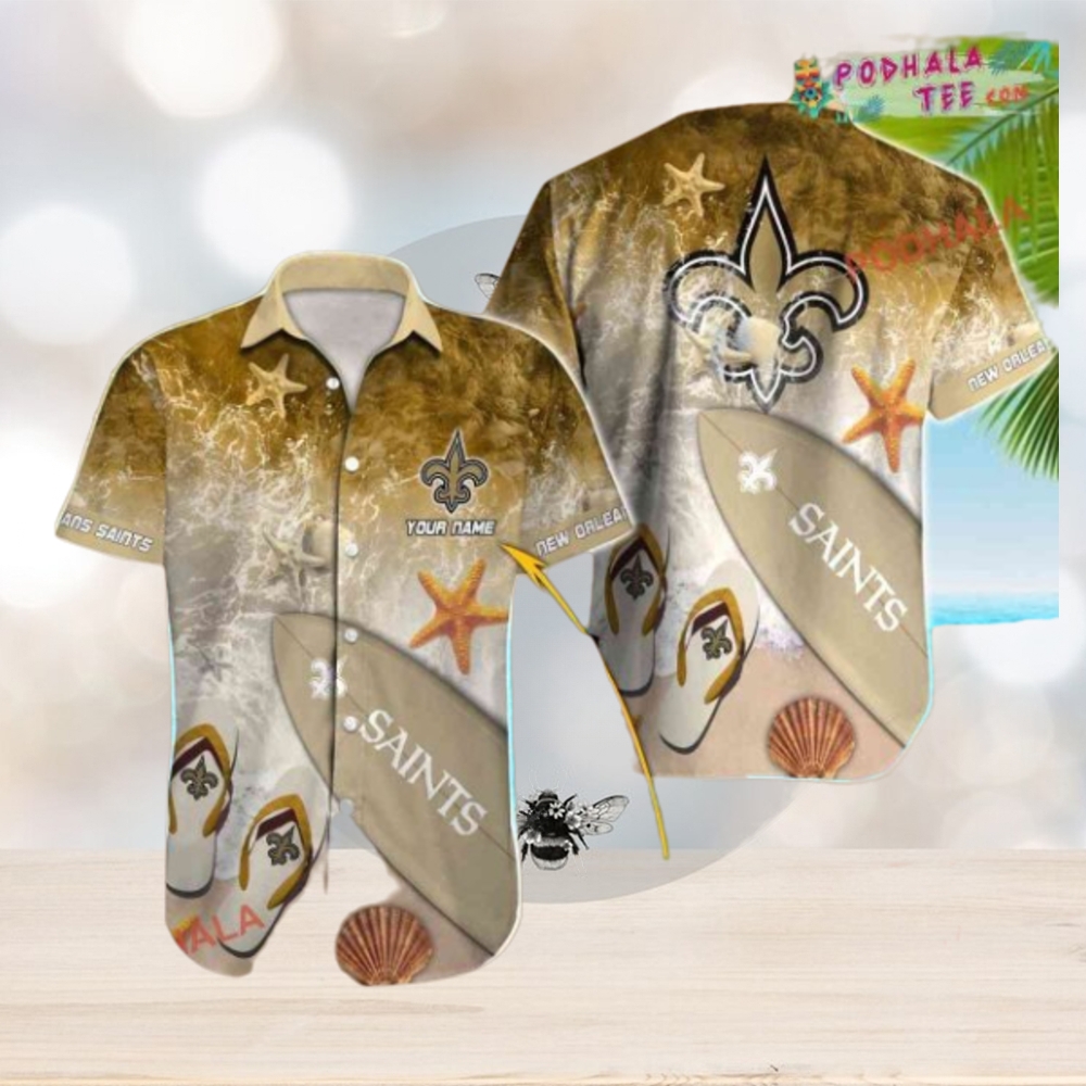 Custom Name New Orleans Saints Hawaiian Shirt, Personalized Gift For Fans - Limotees