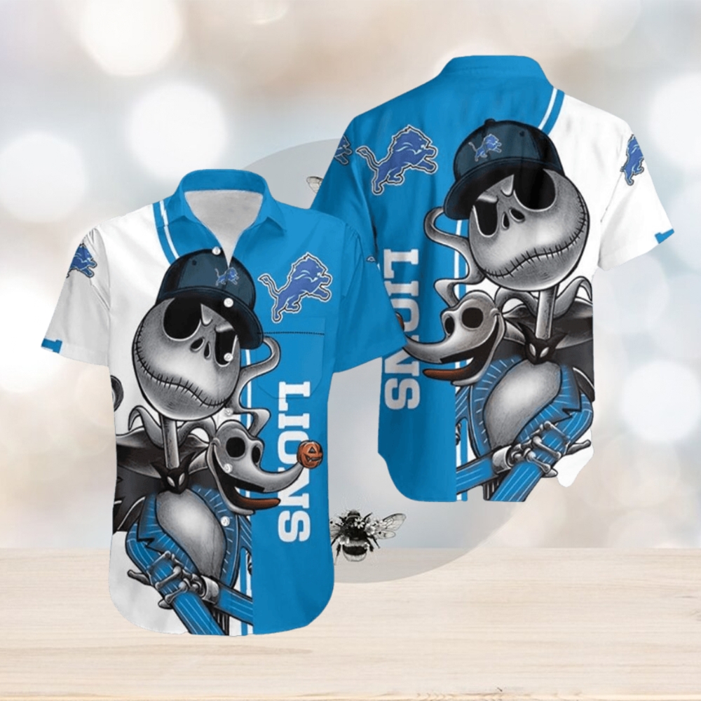 Detroit Lions Jack Skellington And Zero Hawaiian Shirt - Limotees