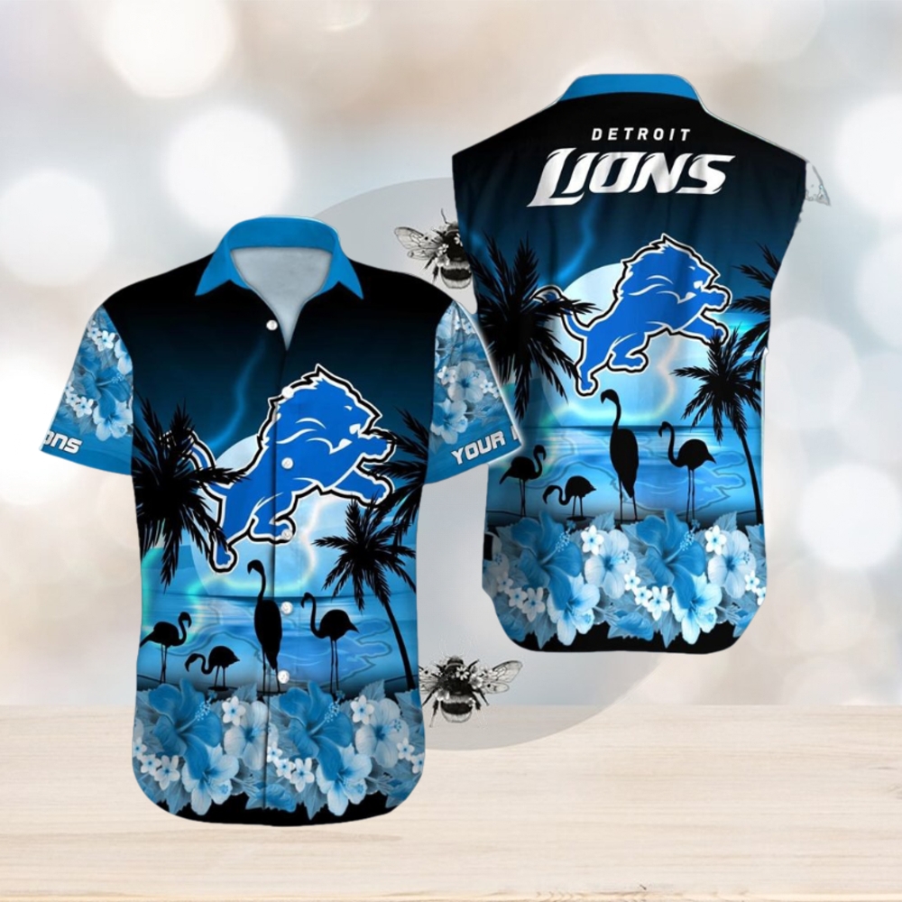 Detroit Lions Tropical Outfit Custom Name Beach Shirt Nlf Hawaiian Shirt - Limotees