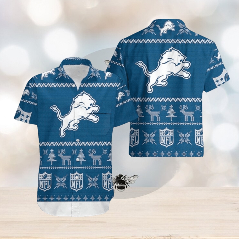 Detroit Lions Ugly Sweatshirt Christmas 3D Beach Set Hawaiian Shirt - Limotees