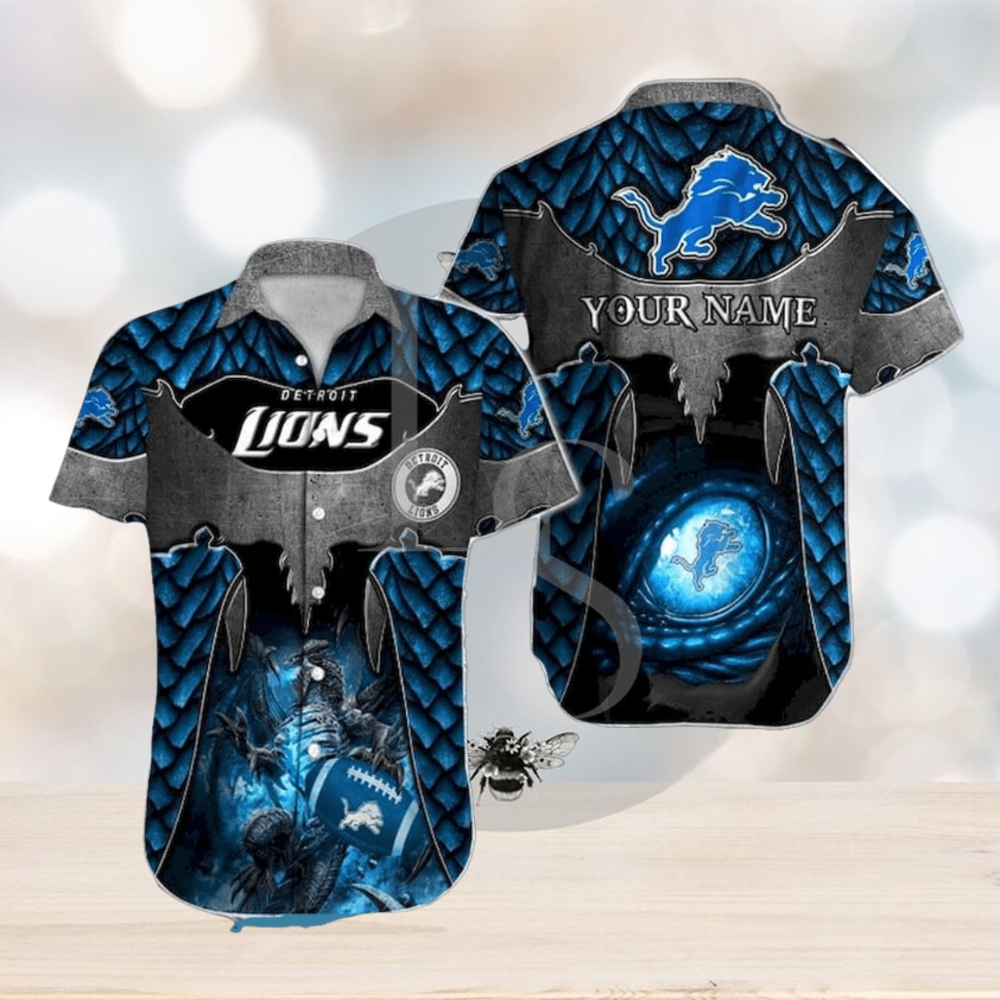 Dragon Pattern Detroit Lions Personalized Hawaiian Shirt - Limotees