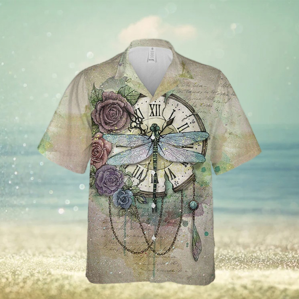 Dragonfly Time Flies Theme 3D Print Unisex Hawaiian Shirt - Limotees