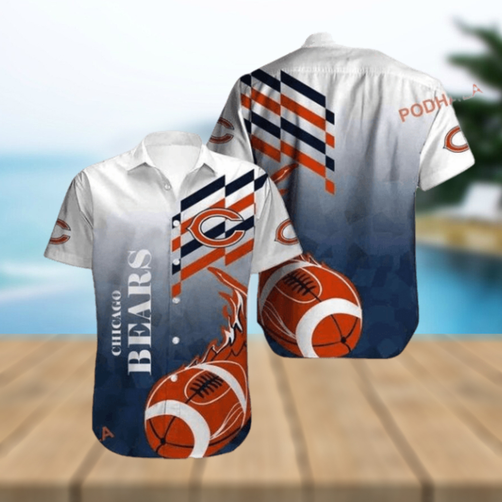 Fire Ball White Edition Chicago Bears Hawaiian Shirt - Limotees