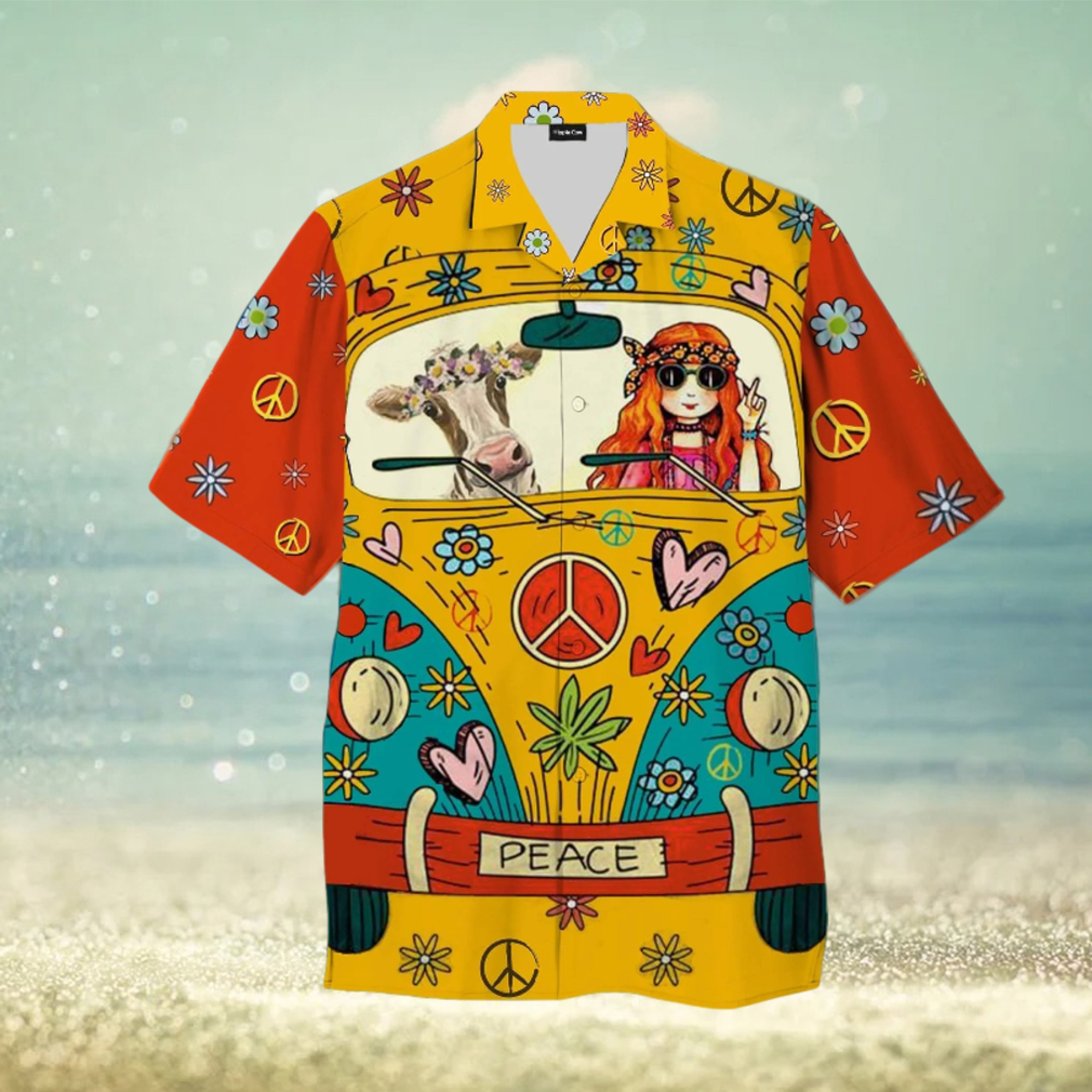 Hawaiian Summer Shirt with 3D Hippie Cow Design - Limotees