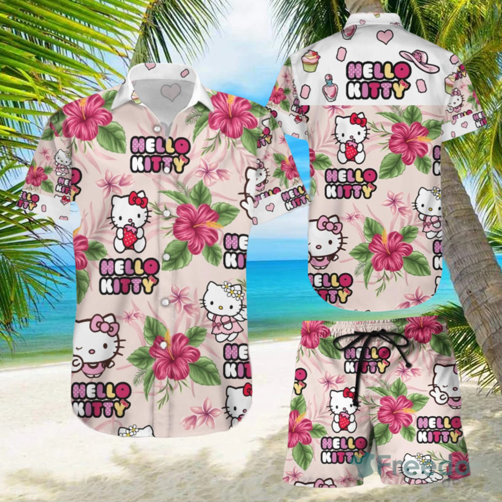 Hello Kitty Flower Cute Gift Hawaiian Shirts And Short Summer Beach Set - Limotees