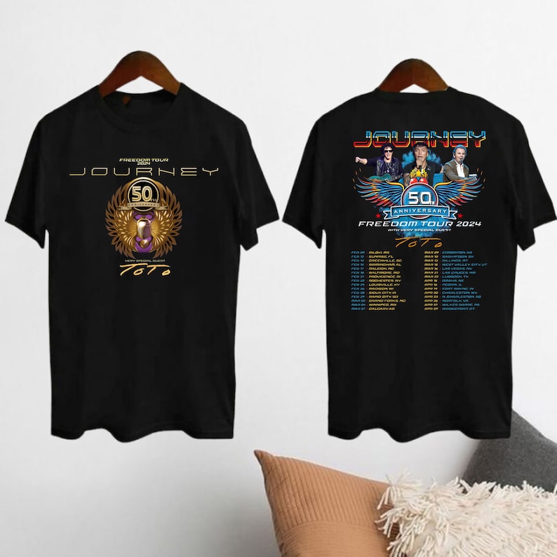 Journey Band Tee, 2024 Freedom Tour Journey Band Shirt, Journey Band Merch, Rock Band Journey Fan Gift Shirt, 90s Vintage Journey Band Shirt