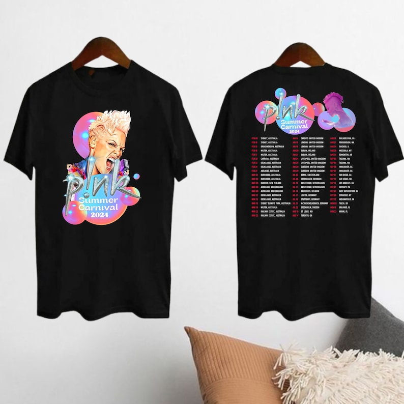 P!NK Pink Tour 2024 Graphic T-Shirt, P!NK Pink Singer Shirt, P!NK 2024 Concert Merch, Summer Carnival 2024 Pink Tee, Pink Fan Gift Shirt