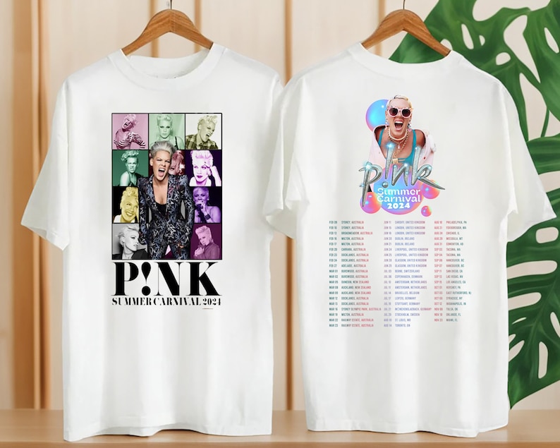 Pink Summer Carnival 2024 Shirt, P!NK Pink On Tour Graphic T-Shirt, P!NK Pink Singer 90s Vintage Shirt, P!NK Concert Merch, Pink Fan Gift