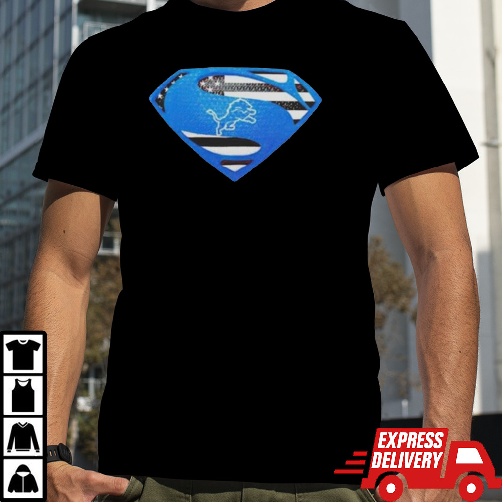 Detroit Lions Usa Flag Inside Superman T-shirt