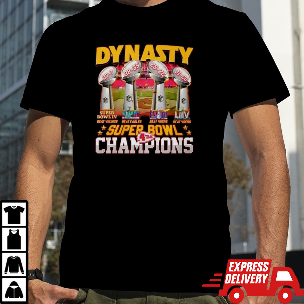 Kansas City Chiefs Dynasty Super Bowl 4 Time Champions Shirt