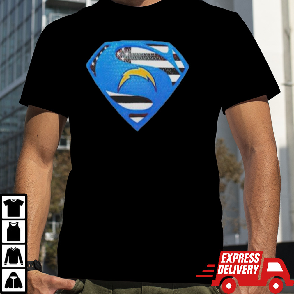 Los Angeles Chargers Usa Flag Inside Superman T-shirt