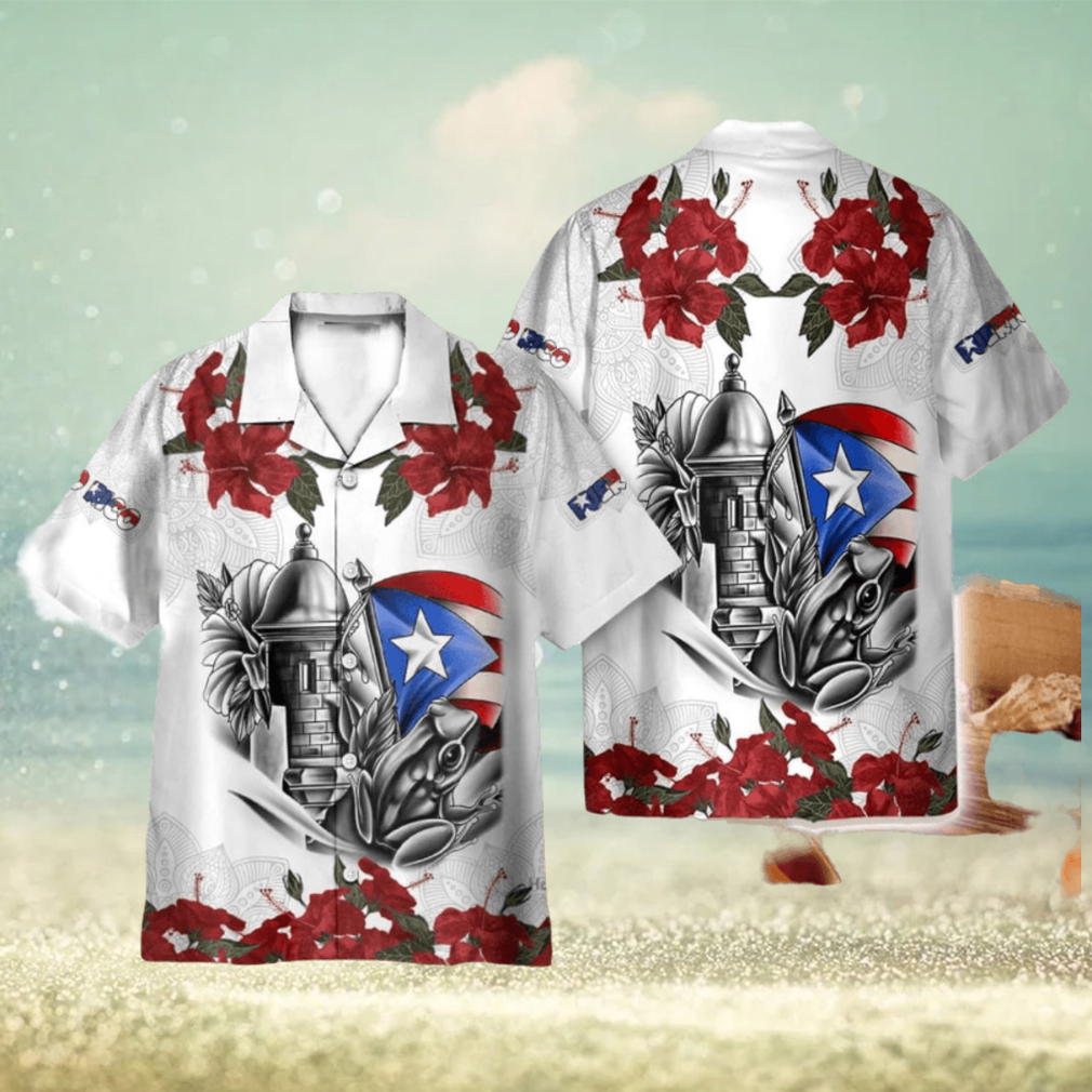 Manga Flower Puerto Rico 3D Hawaiian Shirt Holiday Gift - Limotees