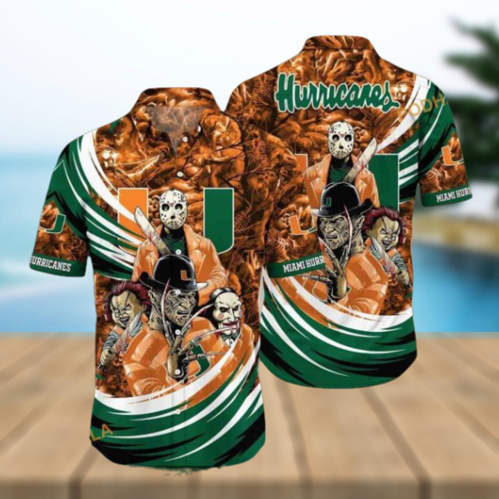 Miami Hurricanes Hawaiian Shirt, Halloween Horror Icon Edition - Limotees