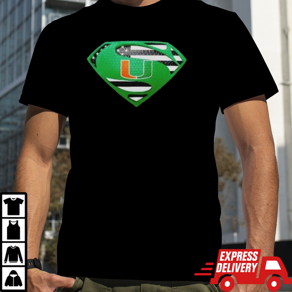 Miami Hurricanes USA Flag Inside Superman T-Shirt