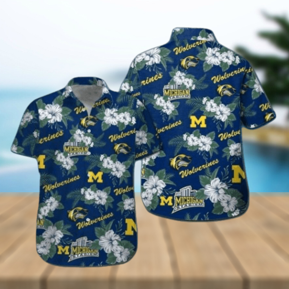 Michigan Wolverines Short Sleeve Button Up Tropical Hawaiian Shirt VER03 - Limotees