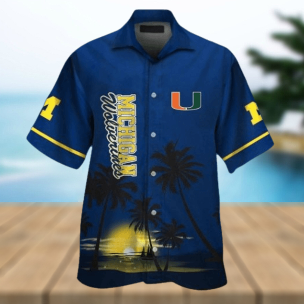 Michigan Wolverines Short Sleeve Button Up Tropical Hawaiian Shirt VER04 - Limotees