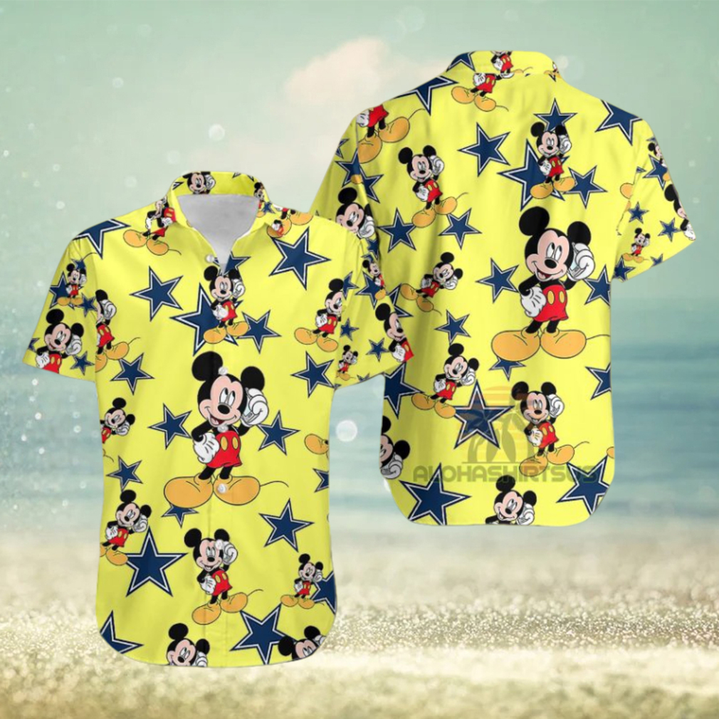 Mickey Mouse Call Phone Dallas Cowboys Yellow Famous Hawaiian Shirts - Limotees