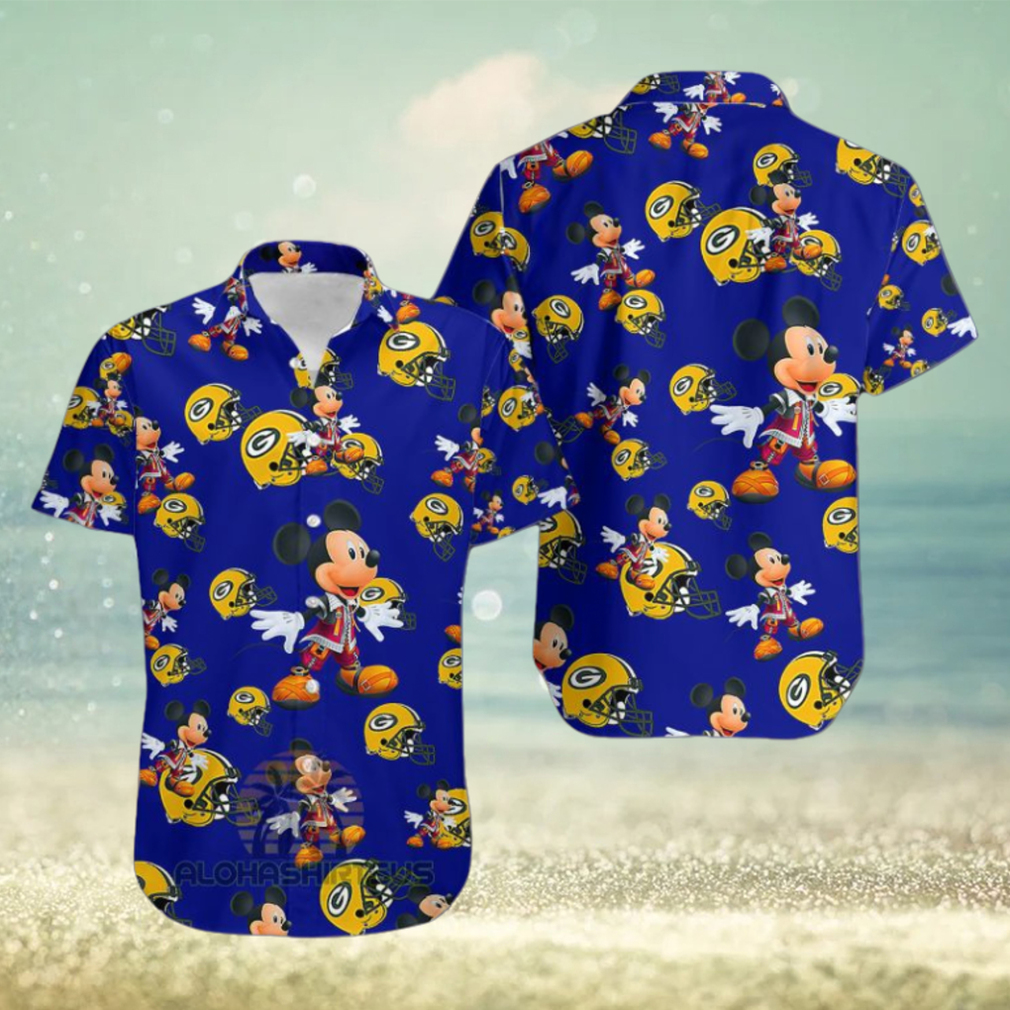 Mickey Mouse Character Green Bay Packers Nfl Navy Authentic Hawaiian Shirts - Limotees