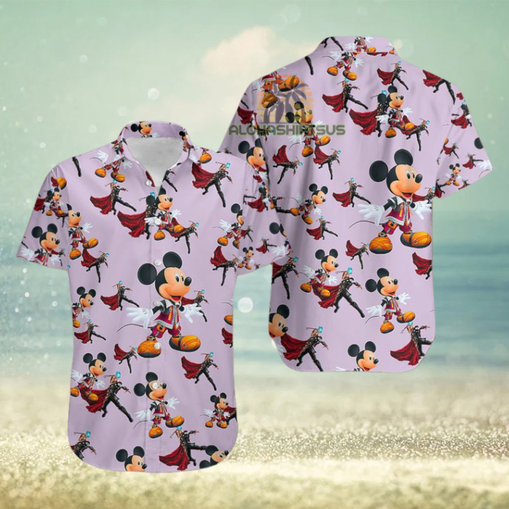 Mickey Mouse Character Marvel Thor With Hammer Tropical Print Hawaiian Shirt - Limotees