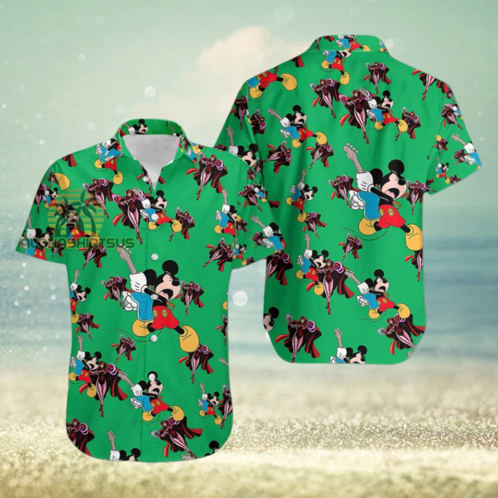 Mickey Mouse Electric Guitar Marvel Avengers Wanda Maximoff Novelty Hawaiian Shirts - Limotees