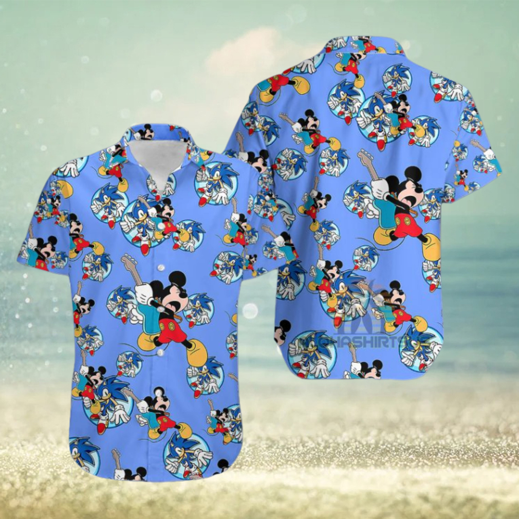 Mickey Mouse Electric Guitar Segasonic The Hedgehog Blue Chubbies Hawaiian Shirt - Limotees