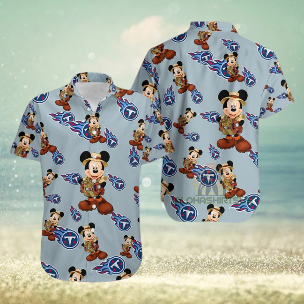 Mickey Mouse Explorer Tennessee Titans Grey Tropical Hawaiian Shirt - Limotees