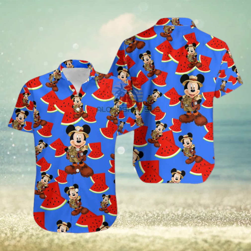 Mickey Mouse Explorer Watermelon Royal Blue Awesome Hawaiian Shirts - Limotees