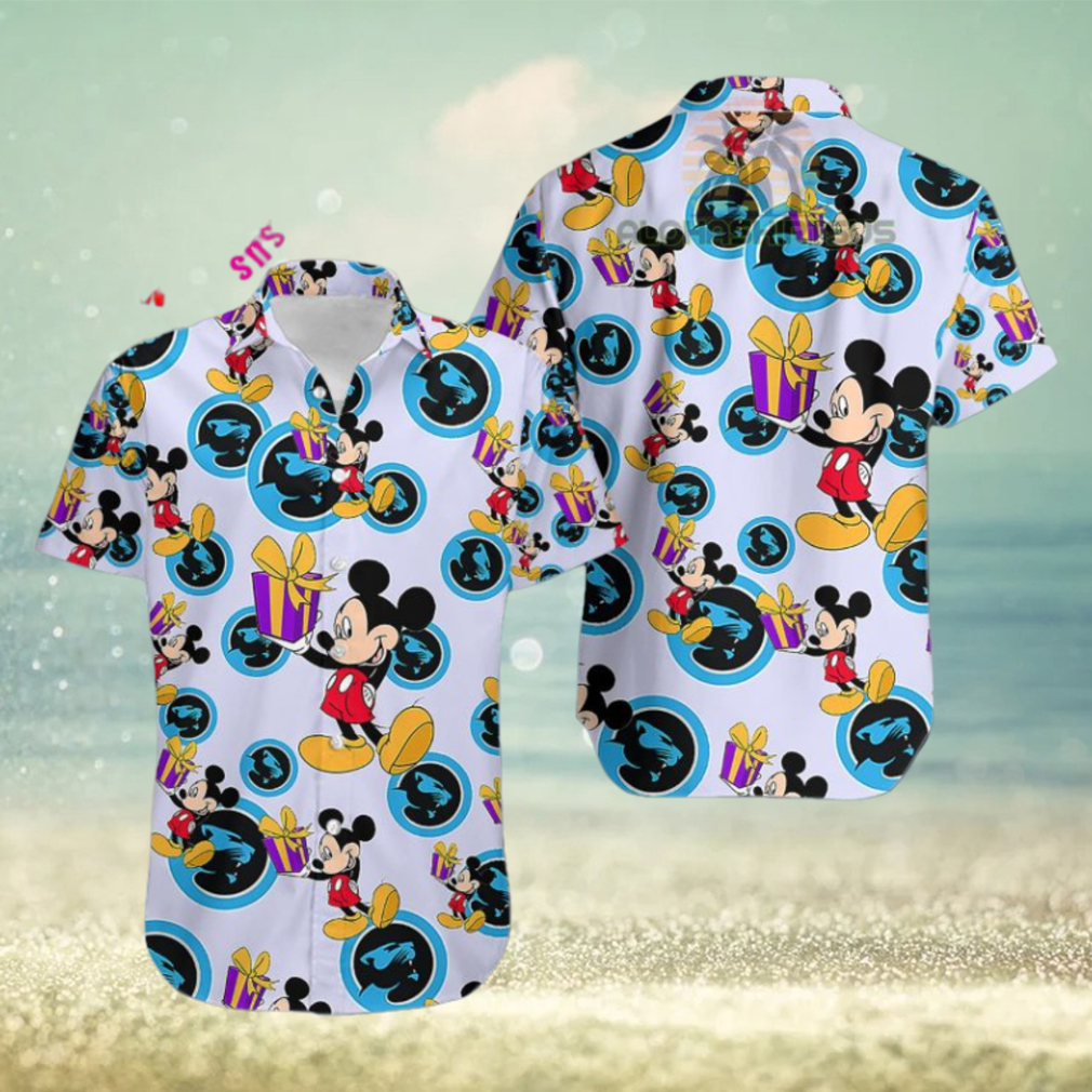 Mickey Mouse Gift Box Carolina Panthers Light Purple Quality Hawaiian Shirts - Limotees