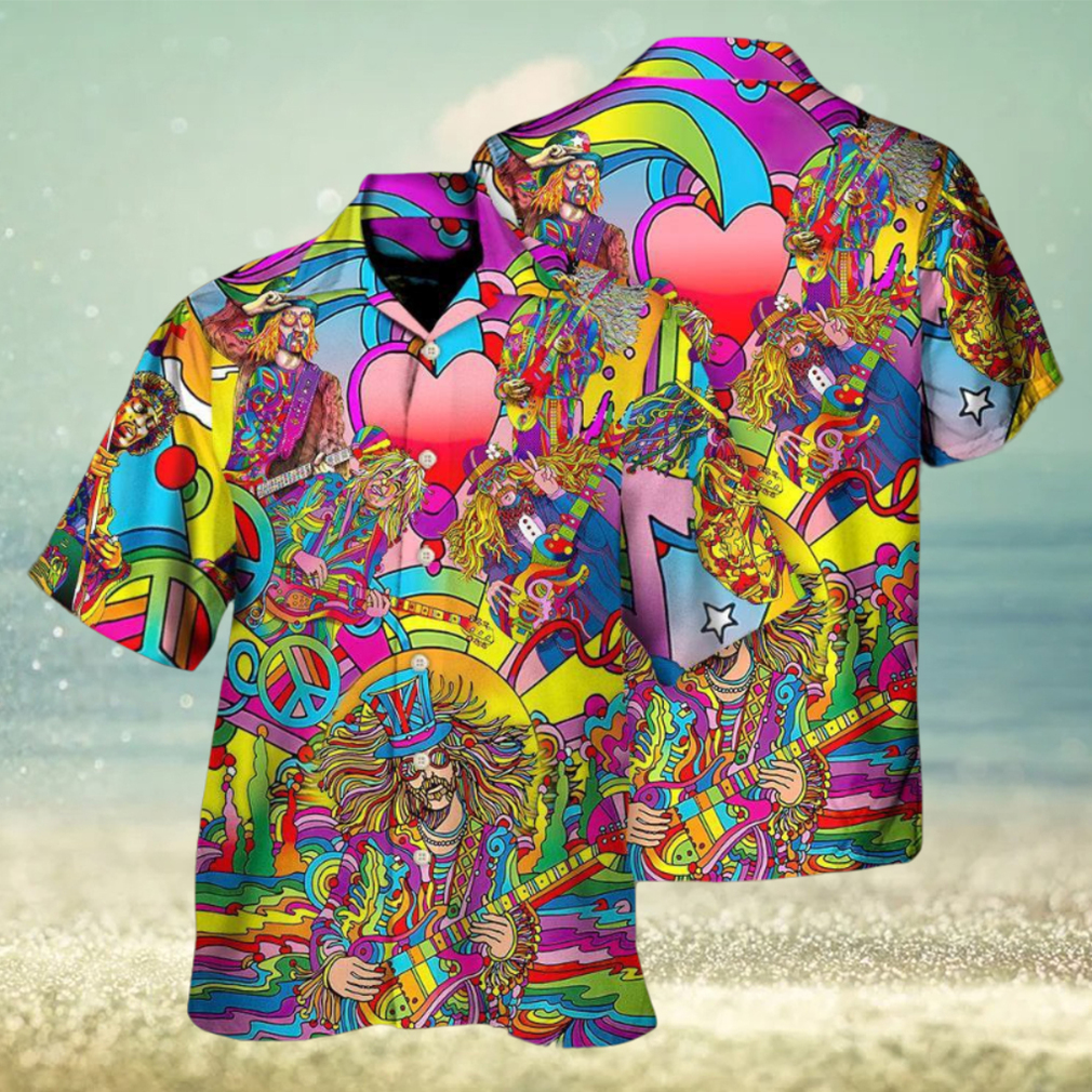 Music Guitar Psychedelic Hippie Musician Hawaiian Shirt - Limotees