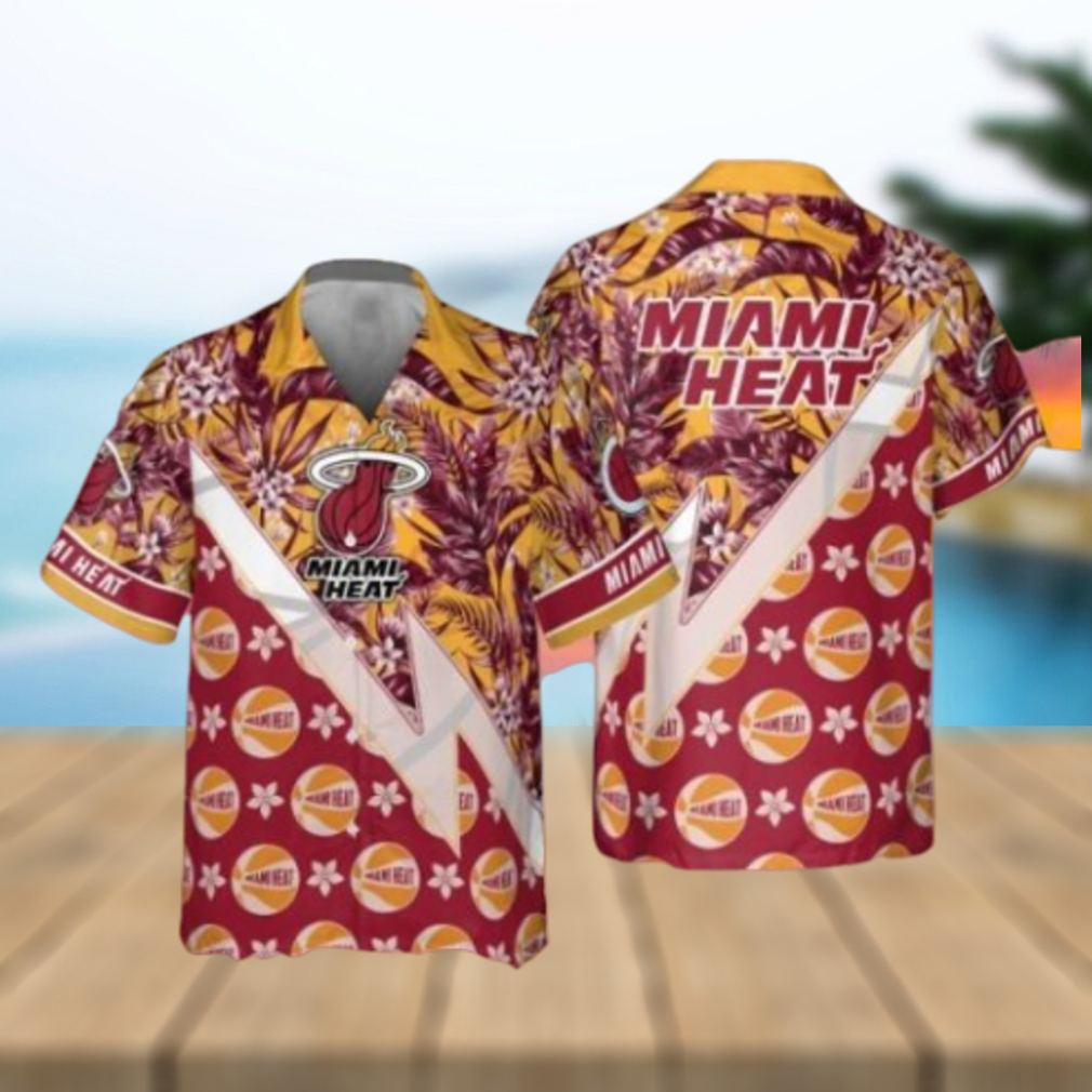 NBA Miami Heat Tropical And Basketball Pattern Print hot Hawaiian Shirt - Limotees