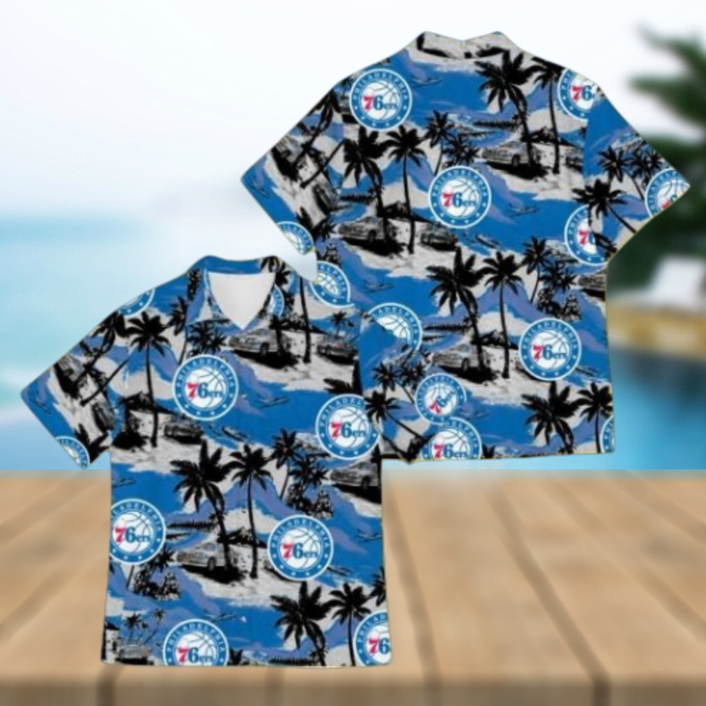 NBA Philadelphia 76Ers Palm Trees And Car Pattern Hawaiian Shirt - Limotees