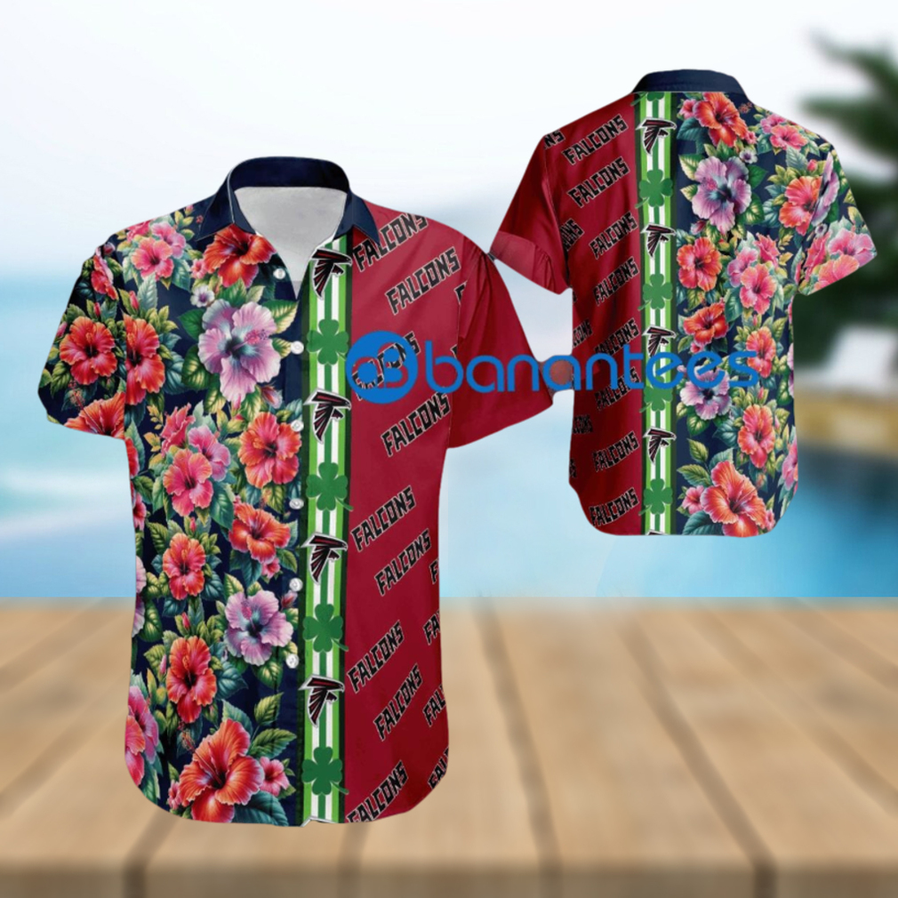 NFL Atlanta Falcons Hibiscus Flower Logo Hawaiian Shirt Short Sleeve Gift Patricks Day - Limotees