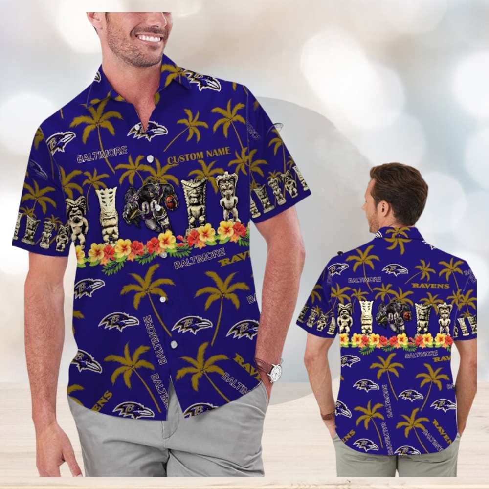 Name Personalized Baltimore Ravens Hawaiian Short Sleeve Shirt - Limotees