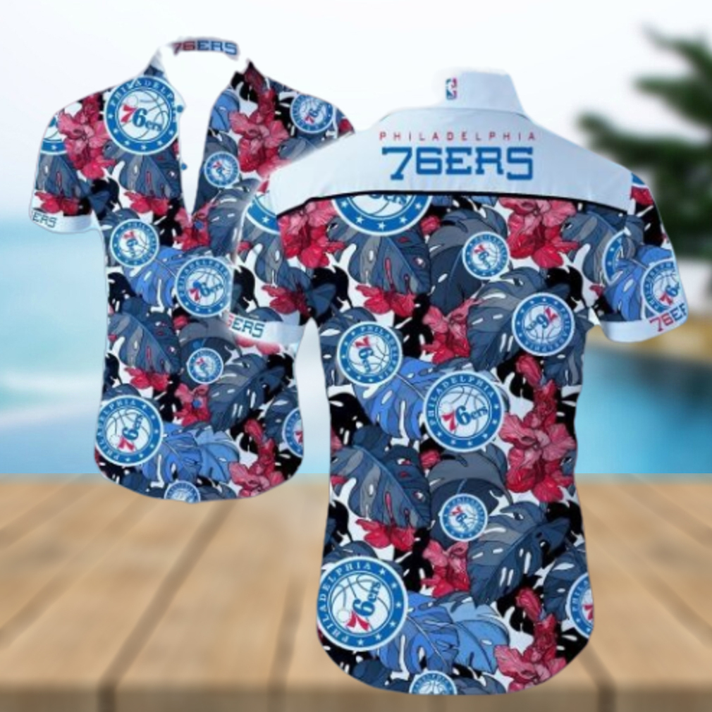 Nba Philadelphia 76Ers Tropical Flowers Trendy Hawaiian Shirt V3 Aloha Shirt - Limotees