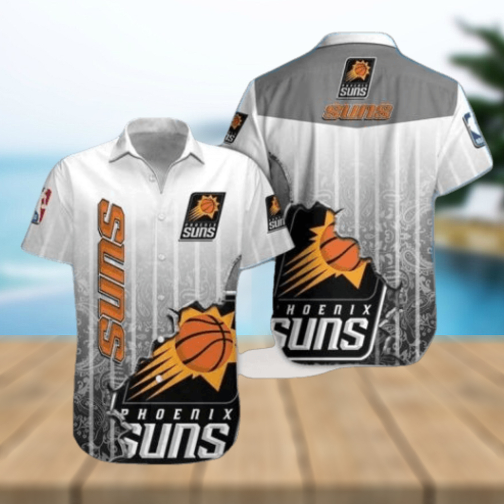 Nba Phoenix Suns Gray Black Scratch Trendy Hawaiian Shirt Aloha Shirt - Limotees