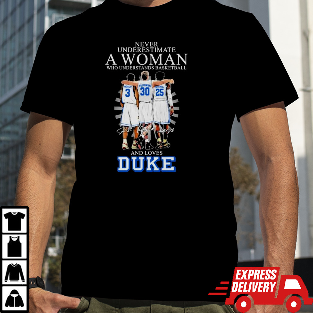 Never Underestimate a Woman who understands Basketball and loves Duke 2024 Signatures Shirt