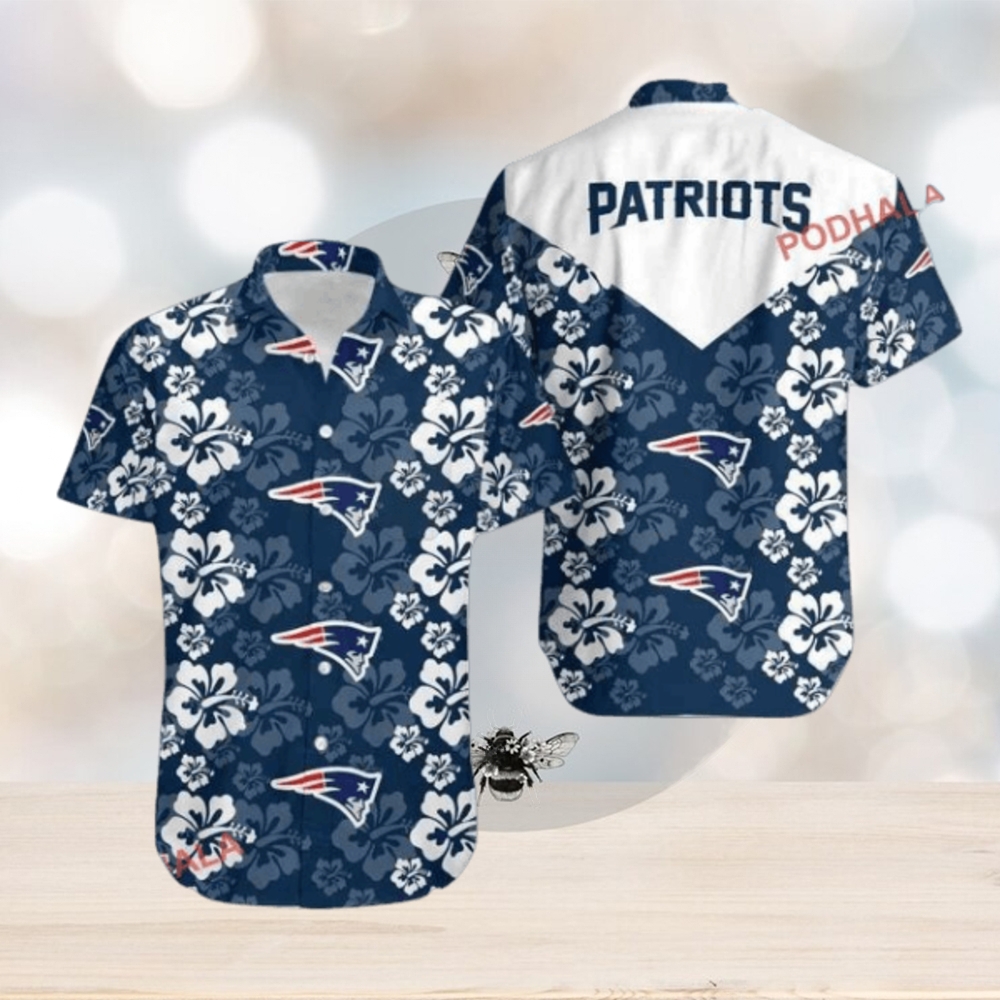 New England Patriots Flowers Hawaiian Shirt, Summer NE Patriots Clothing - Limotees