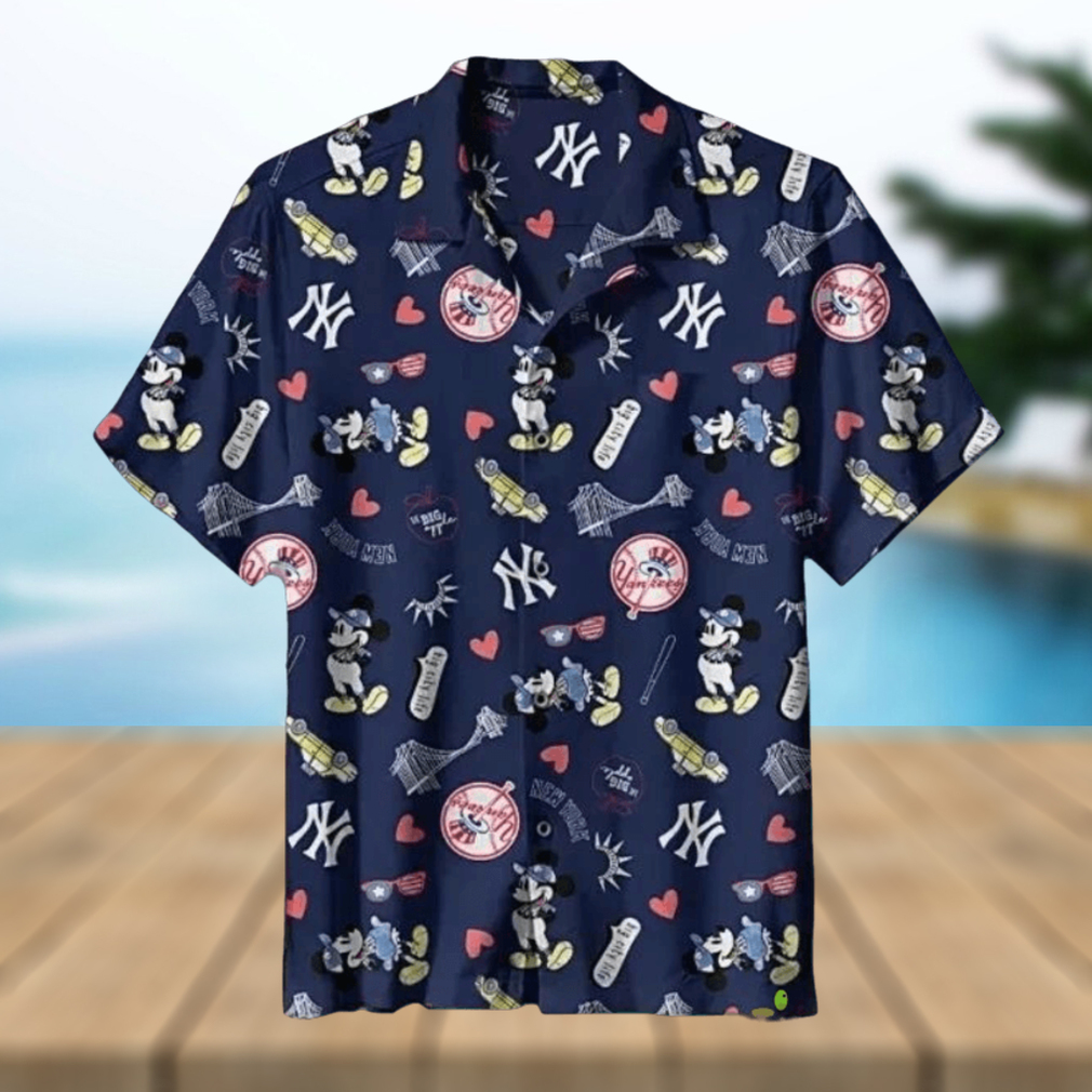 New York Yankees MLB 5 Hawaiian Graphic Print Short Sleeve Hawaiian Shirt - Limotees