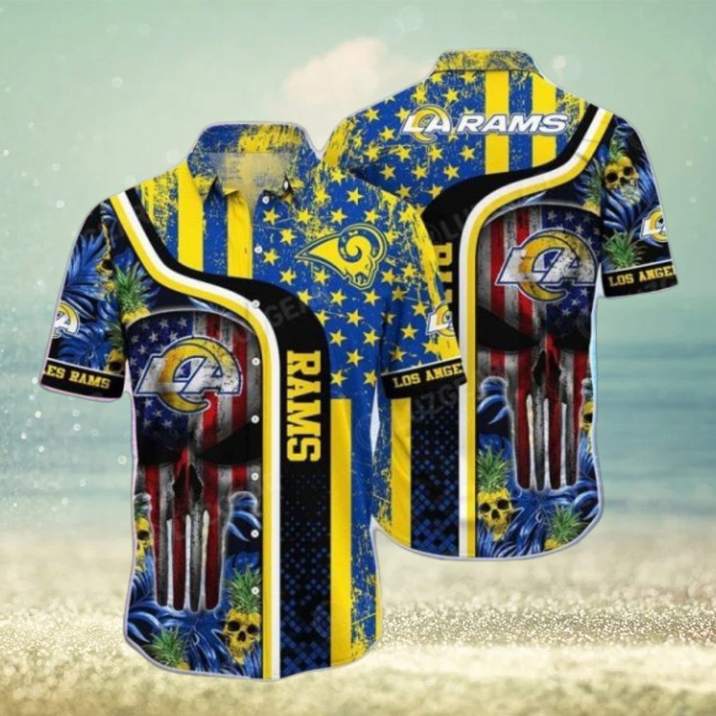 Nfl Los Angeles Rams Graphic Tropical Punisher Skull Trendy Hawaiian Shirt Aloha Shirt - Limotees