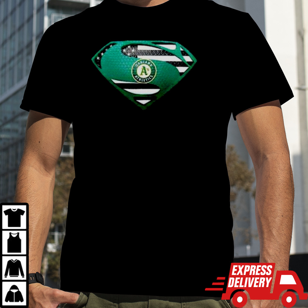 Oakland Athletics Usa Flag Inside Superman T-shirt