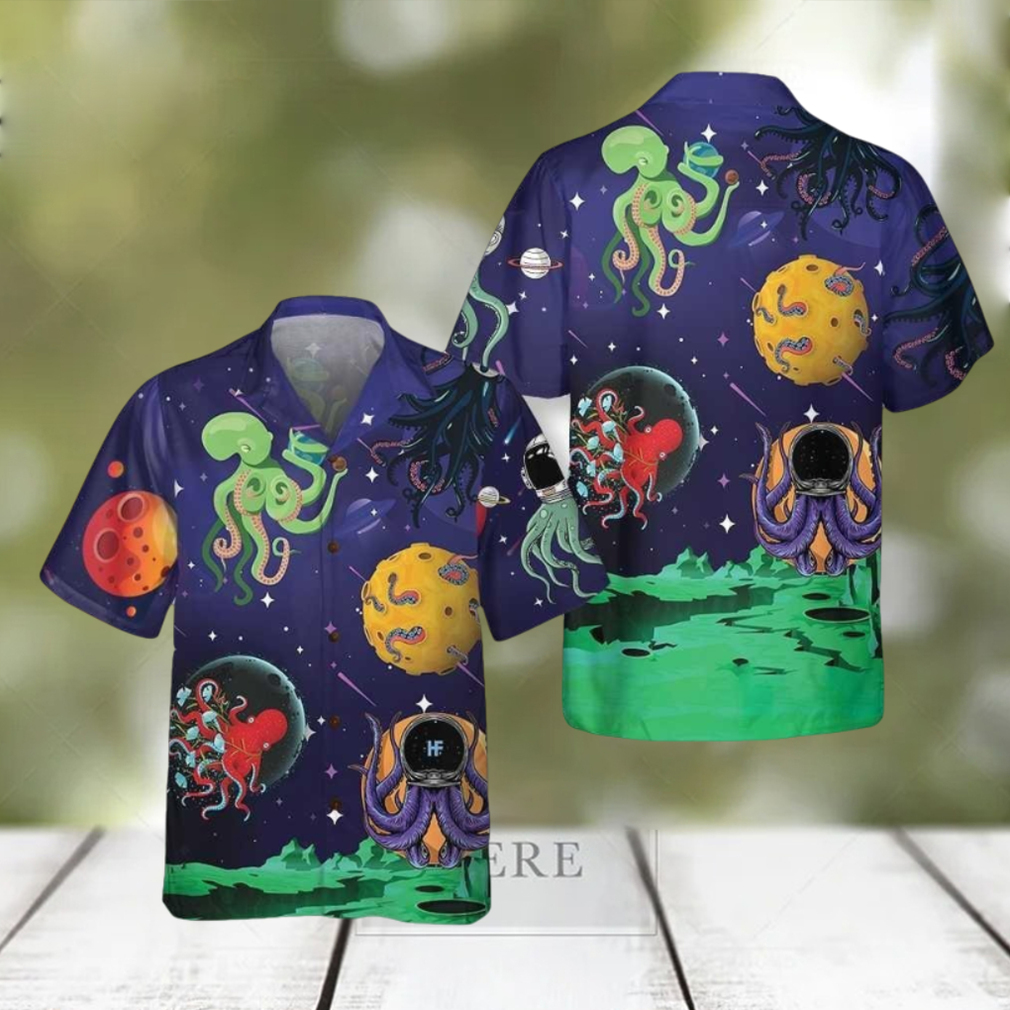 Octopus Astronaut Hawaiian Shirt Aloha Casual Shirt For Men And Women - Limotees